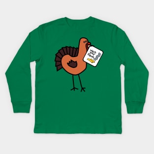 Funny Thanksgiving Turkey Says Wash Your Hands Kids Long Sleeve T-Shirt